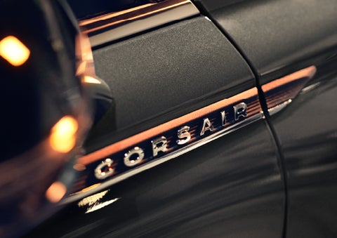 The stylish chrome badge reading “CORSAIR” is shown on the exterior of the vehicle. | Dave Sinclair Lincoln in Ballwin MO
