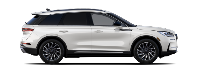 The passenger side of a Lincoln Corsair® SUV is shown in Pristine White. | Dave Sinclair Lincoln in Ballwin MO