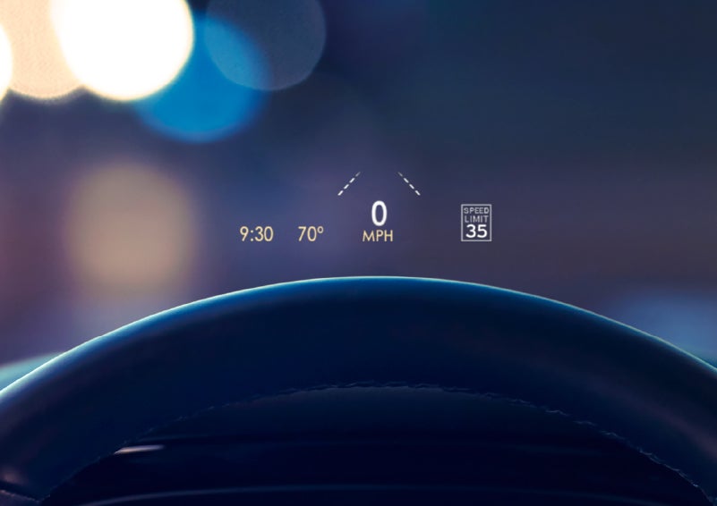 Useful driver information is being projected in front of the steering wheel on the windshield via the available head-up display. | Dave Sinclair Lincoln in Ballwin MO